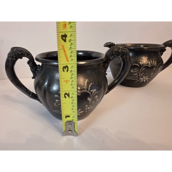 Vintage Forbes Silver Plated Sugar Bowl & Creamer Engraved Floral Ornate Handles - Picture 6 of 14